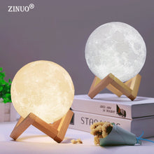 Load image into Gallery viewer, Rechargeable Moon Lamp 2 Color Change 3D Light Touch Switch 3D Print Lamp Moon Bedroom Bookcase Night Light Creative ночни
