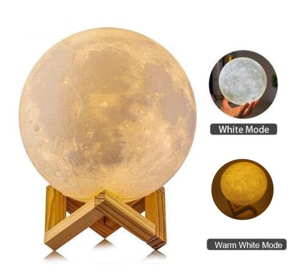 Rechargeable Moon Lamp 2 Color Change 3D Light Touch Switch 3D Print Lamp Moon Bedroom Bookcase Night Light Creative ночни